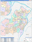 St. Louis County Wall Map Color Cast Style